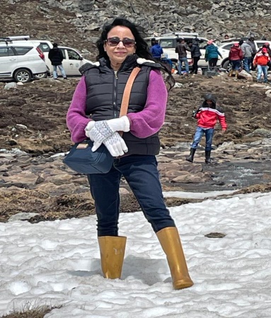 standing on snow